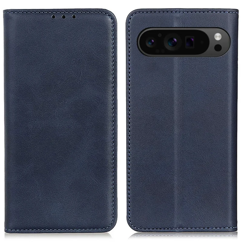 For Google Pixel 10 Pro XL / 9 Pro XL Case Stand Hidden Magnetic Adsorption Split Leather Phone Cover - Blue
