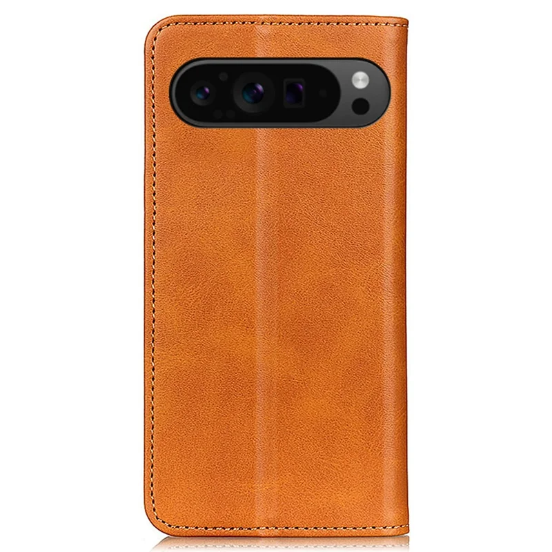 Para Google Pixel 9 Pro XL Capa Stand Oculta Adsorção Magnética Divisão Couro Telefone Capa - Marrom