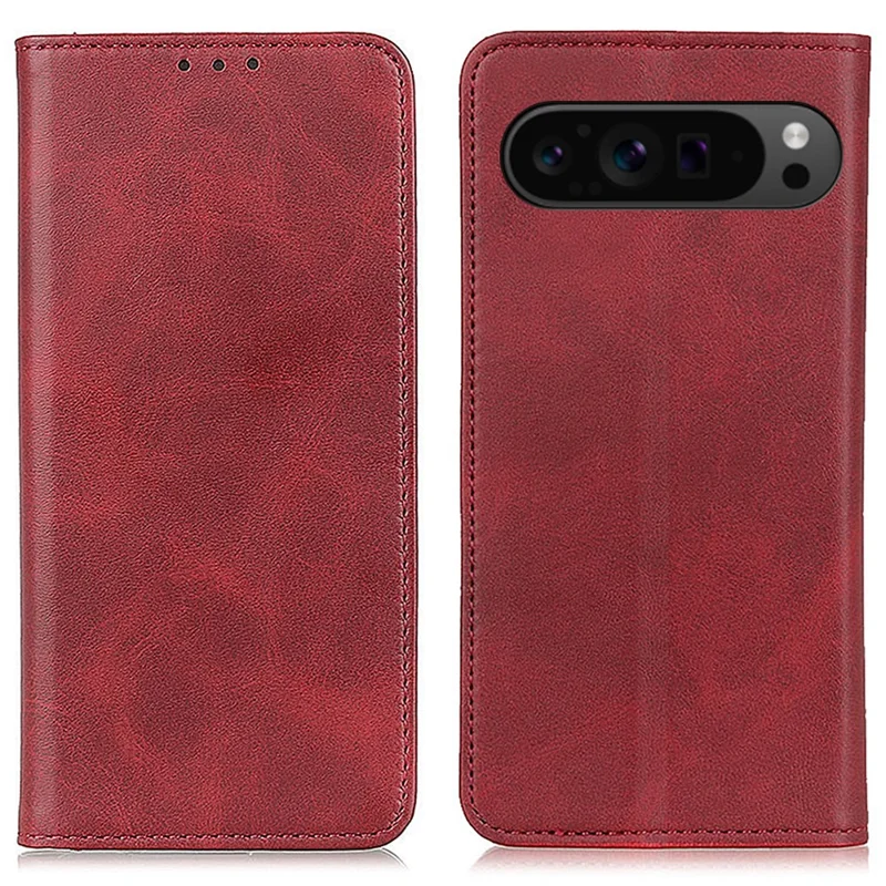 For Google Pixel 10 Pro XL / 9 Pro XL Case Stand Hidden Magnetic Adsorption Split Leather Phone Cover - Red
