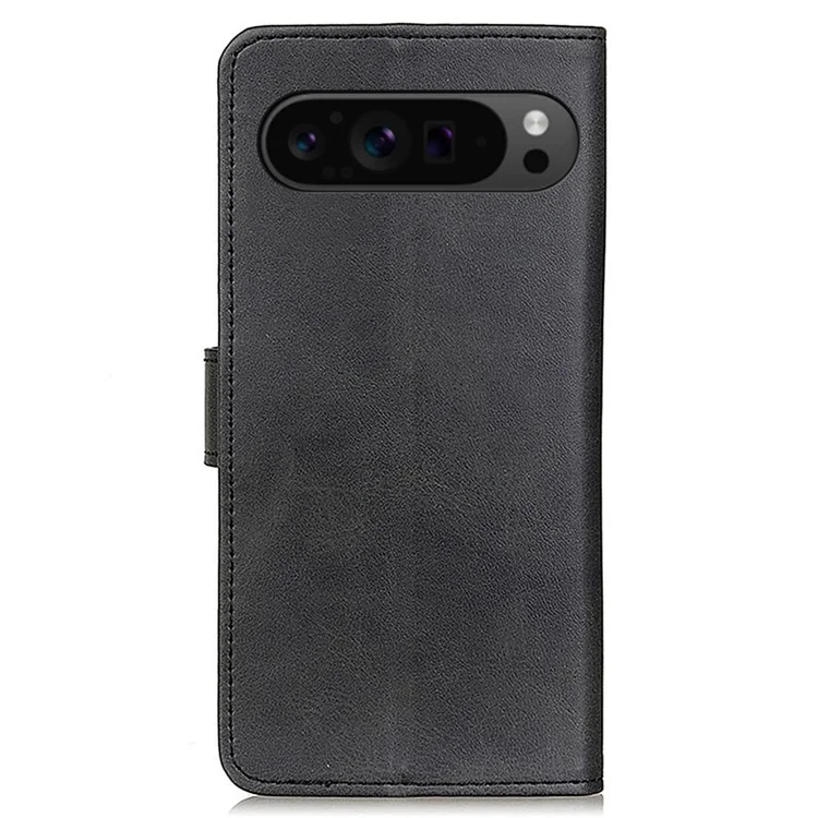 Per Google Pixel 9 / Pixel 9 Pro Cell Phone Case Cowhide Texture Magnetic Clasp Leather Wallet Full Protection Cover - Nero