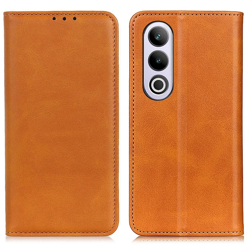 For OnePlus Nord CE4 5G Case Split Leather Magnetic Adsorption Flip Phone Cover - Brown