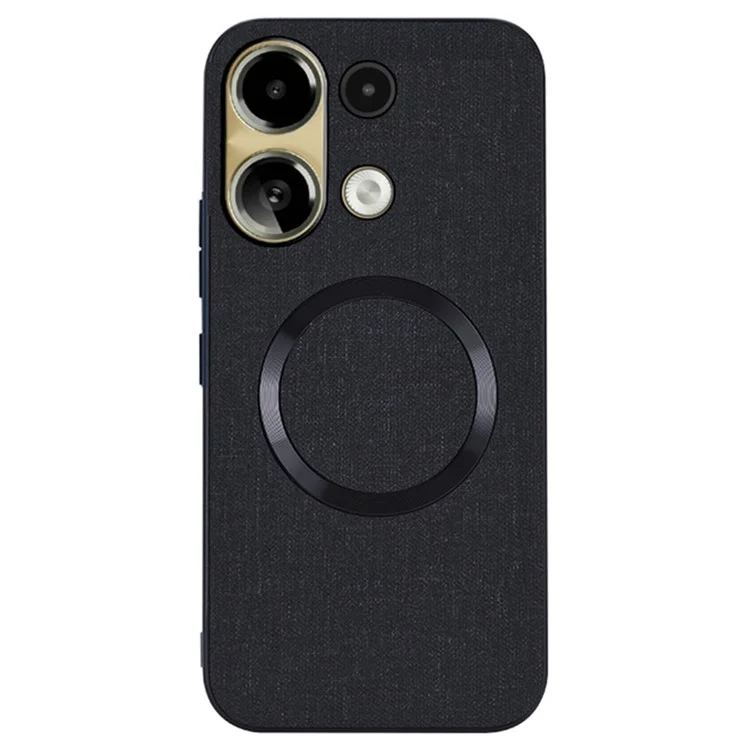 For Xiaomi Redmi Note 13 4G Case Scratch-proof TPU+Cloth Phone Shell Compatible with MagSafe - Black