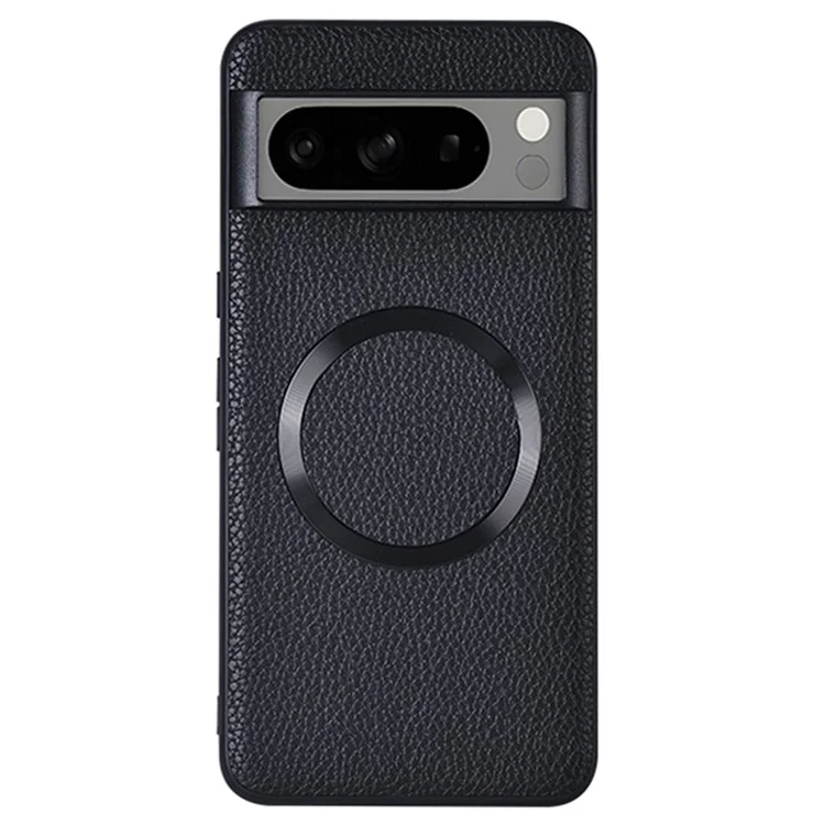 Für Google Pixel 8 Pro Magnetisches Handyhülle Litchi-Textur PU-Leder beschichtetes TPU-Gehäuse - Schwarz