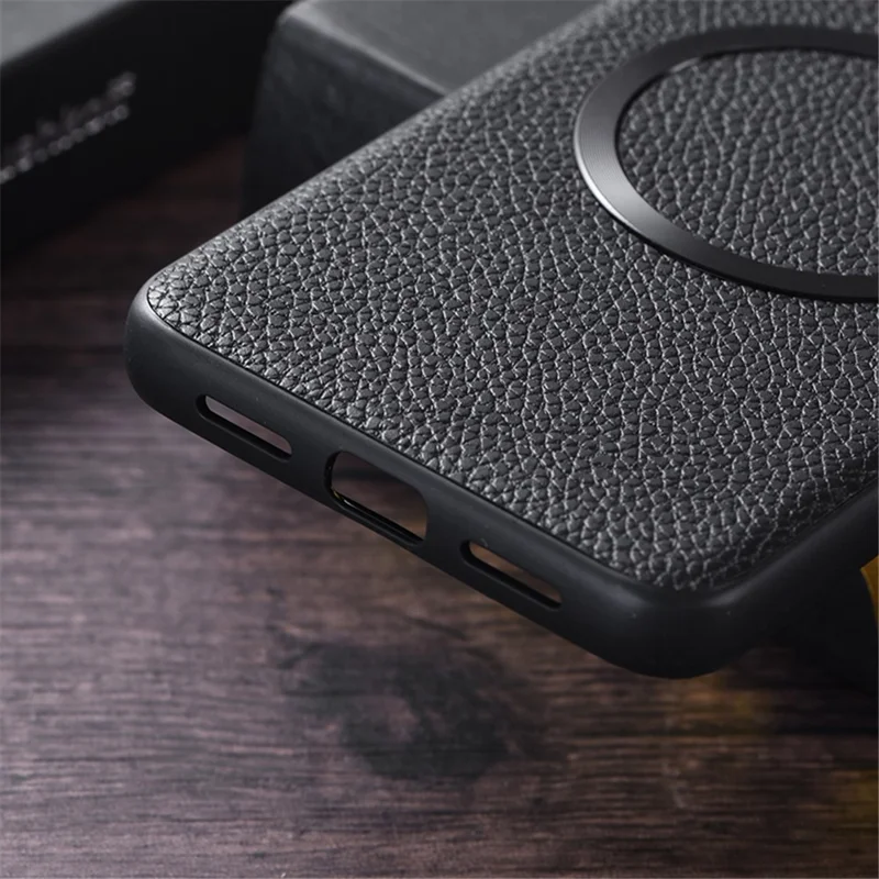 Für Google Pixel 8 Pro Magnetisches Handyhülle Litchi-Textur PU-Leder beschichtetes TPU-Gehäuse - Schwarz