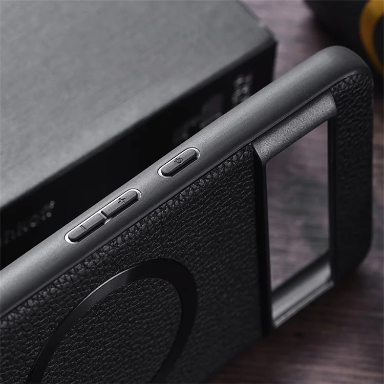Für Google Pixel 8 Pro Magnetisches Handyhülle Litchi-Textur PU-Leder beschichtetes TPU-Gehäuse - Schwarz