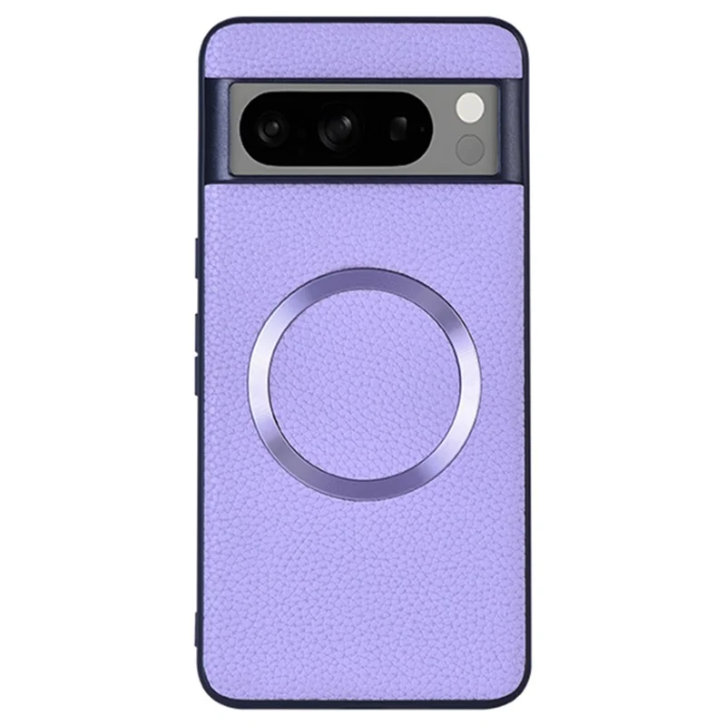 For Google Pixel 8 Pro Magnetic Phone Case Litchi Texture PU Leather Coated TPU Cover - Purple