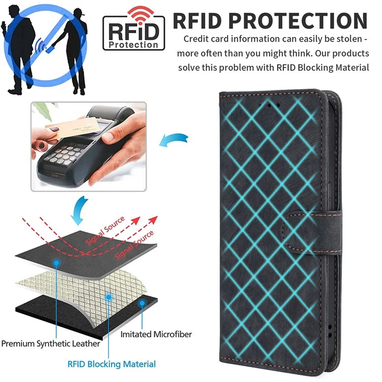 Para Nothing Phone (2a) Plus / Phone (2a) Capa de Couro com Alça RFID Blocking Wallet Phone Cover - Preto