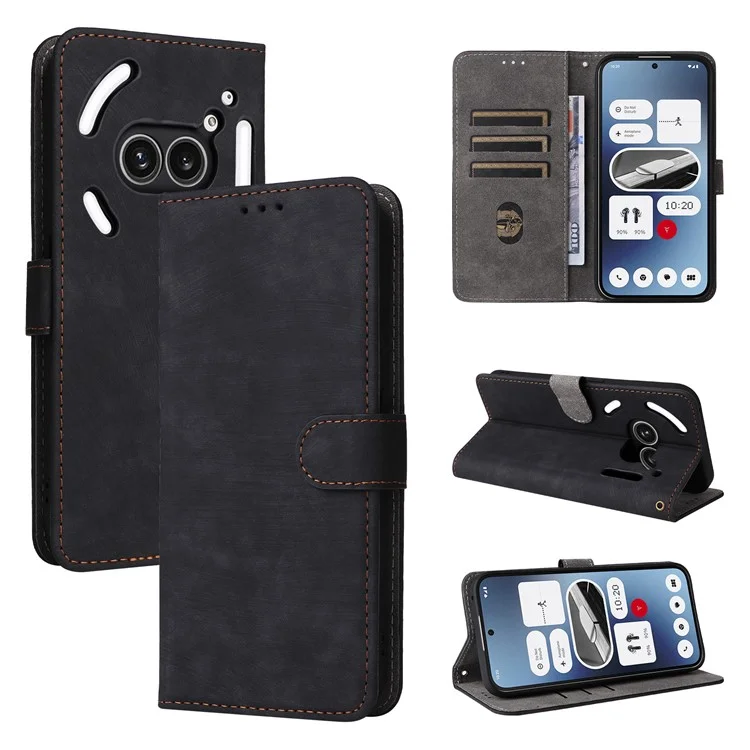Para Nothing Phone (2a) Plus / Phone (2a) Capa de Couro com Alça RFID Blocking Wallet Phone Cover - Preto