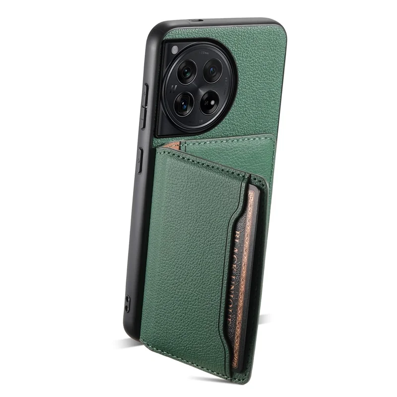 For OnePlus 12 5G Case Calf Texture PU Leather Card Slots Phone Cover - Green