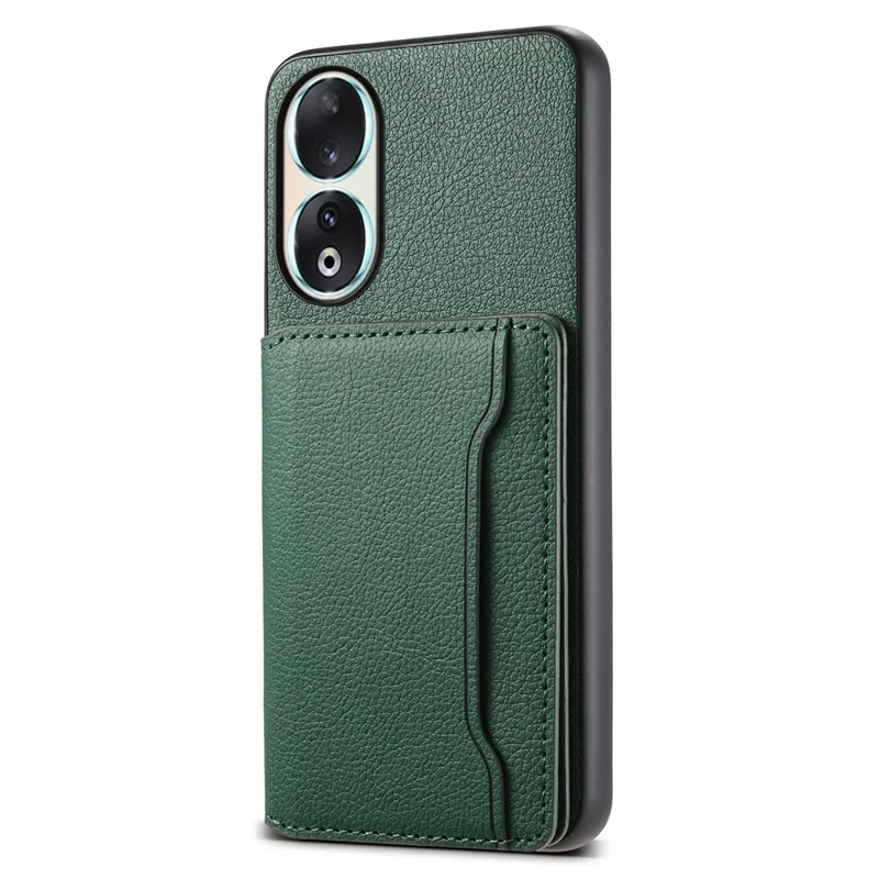 For Honor 90 Case PU Leather Kickstand Protective Phone Back Cover - Green