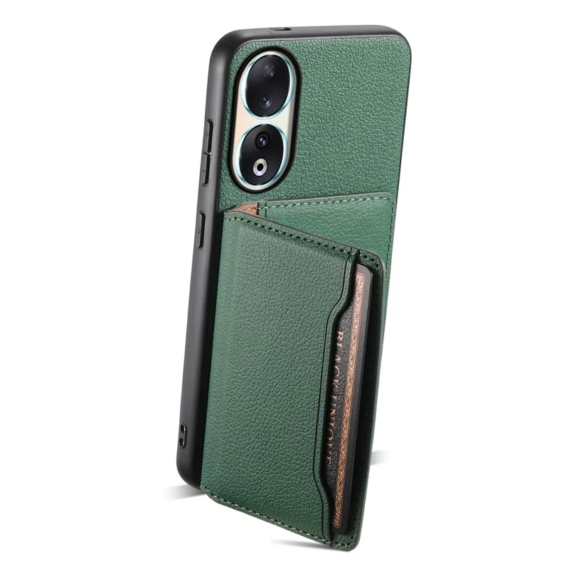 For Honor 90 Case PU Leather Kickstand Protective Phone Back Cover - Green