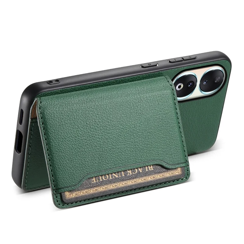 For Honor 90 Case PU Leather Kickstand Protective Phone Back Cover - Green
