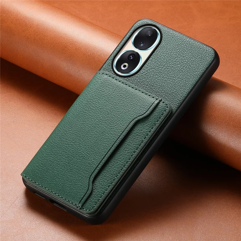 For Honor 90 Case PU Leather Kickstand Protective Phone Back Cover - Green
