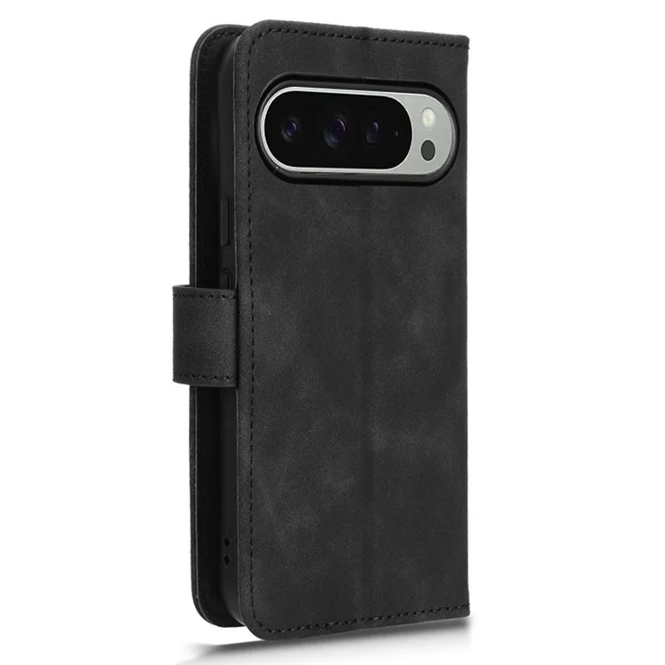 Per Google Pixel 9 Pro / Pixel 9 Wallet Case Skin-Touch Texture Flip Leather Phone Cover - Nero