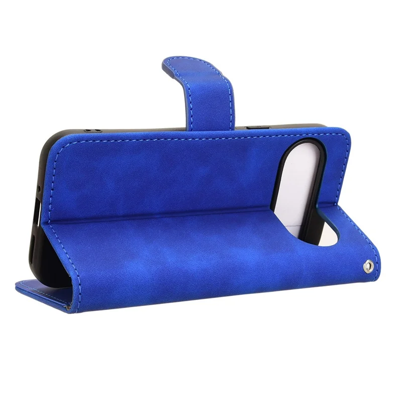For Google Pixel 9 Pro / Pixel 9 Wallet Case Skin-Touch Texture Flip Leather Phone Cover - Blue