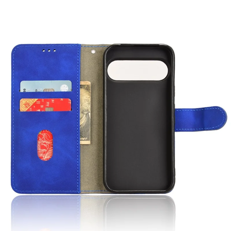 For Google Pixel 9 Pro / Pixel 9 Wallet Case Skin-Touch Texture Flip Leather Phone Cover - Blue