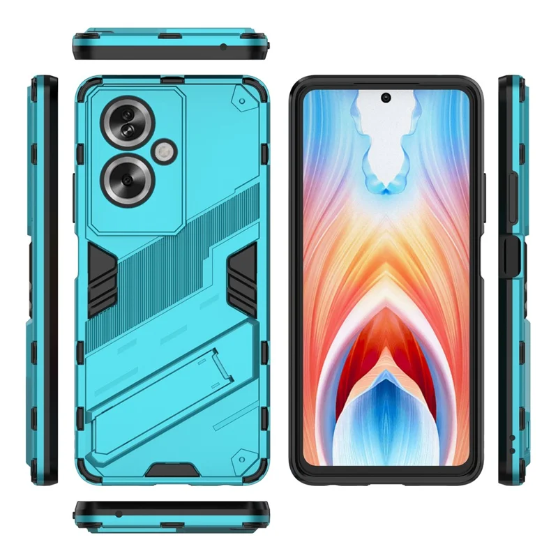 For Oppo A79 5G / A2 5G Case Folding Kickstand PC+TPU Hybrid Phone Cover - Baby Blue