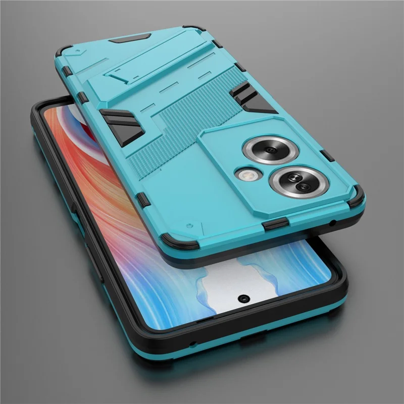 For Oppo A79 5G / A2 5G Case Folding Kickstand PC+TPU Hybrid Phone Cover - Baby Blue