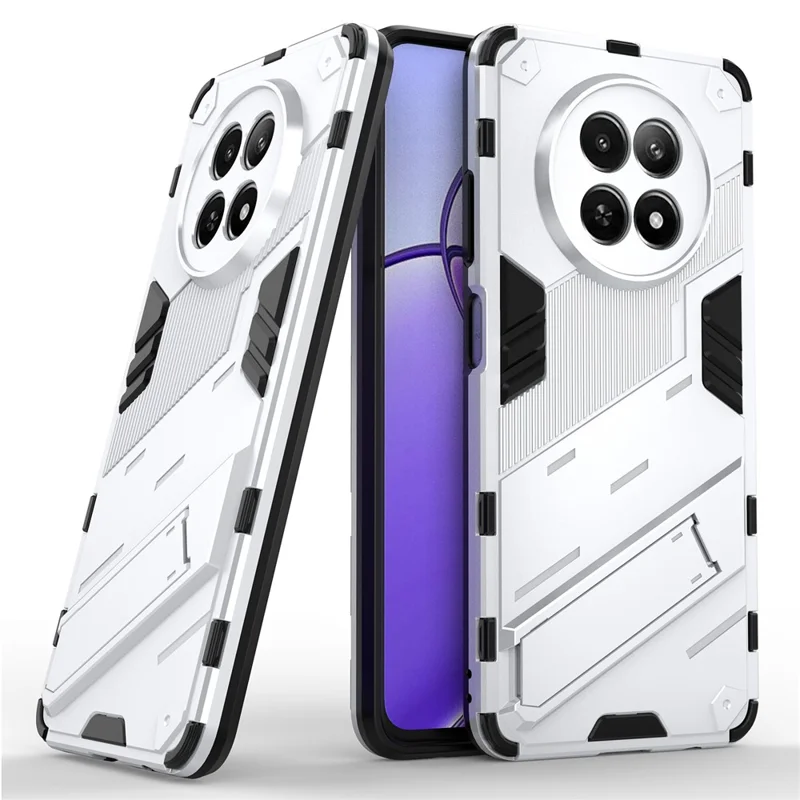 For Realme 12 5G Case PC+TPU Kickstand Anti-Drop Phone Cover - White