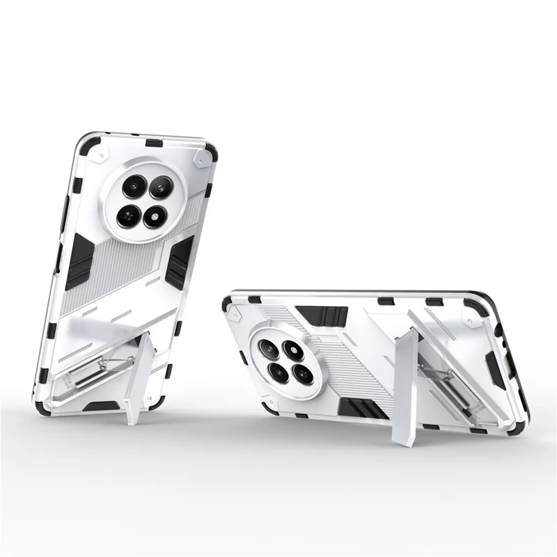 For Realme 12 5G Case PC+TPU Kickstand Anti-Drop Phone Cover - White
