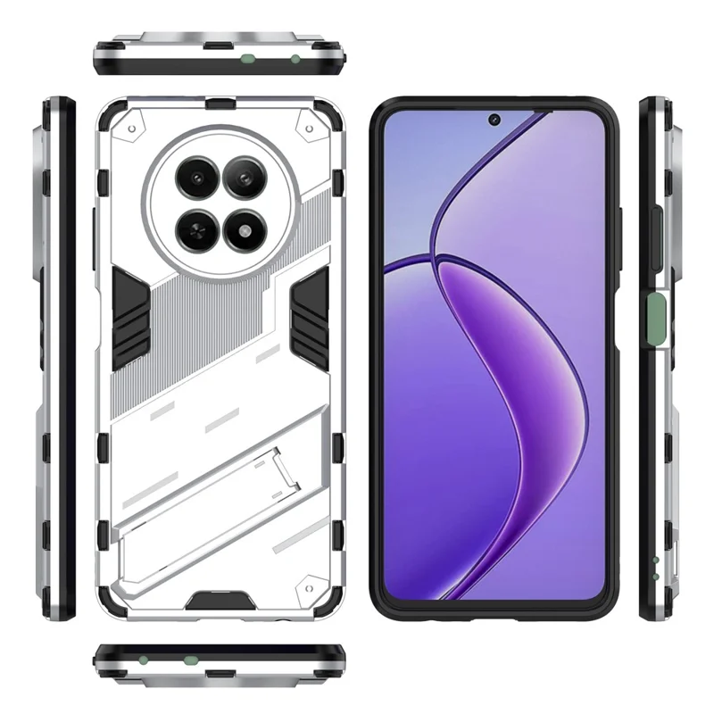 For Realme 12 5G Case PC+TPU Kickstand Anti-Drop Phone Cover - White