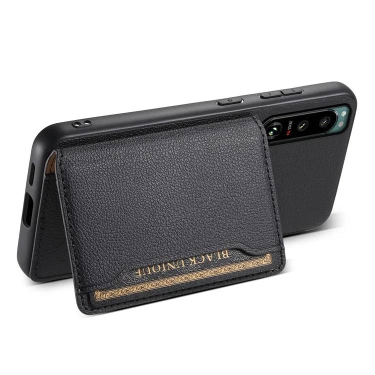 Per Sony Xperia 5 III 5G Custodia in Pelle + PC + TPU Ibrida Cover Telefonica con Slot per Schede - Nero