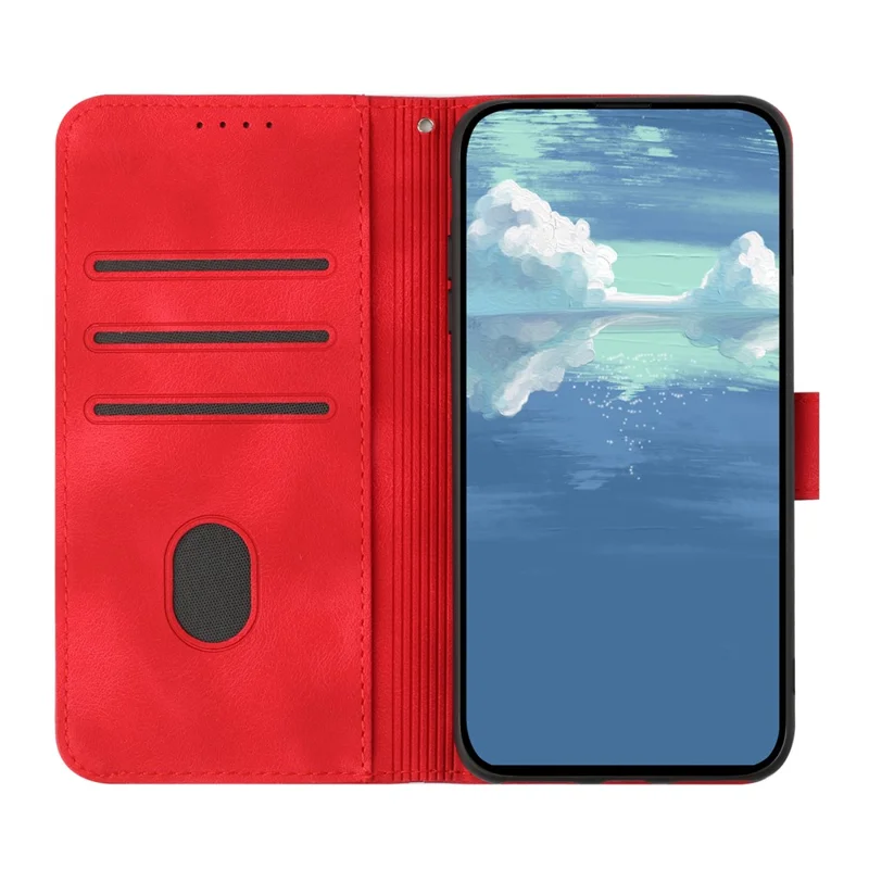 YX0040 For Samsung Galaxy S24+ Case Imprinted Leather Shockproof Wallet Phone Stand Cover - Red