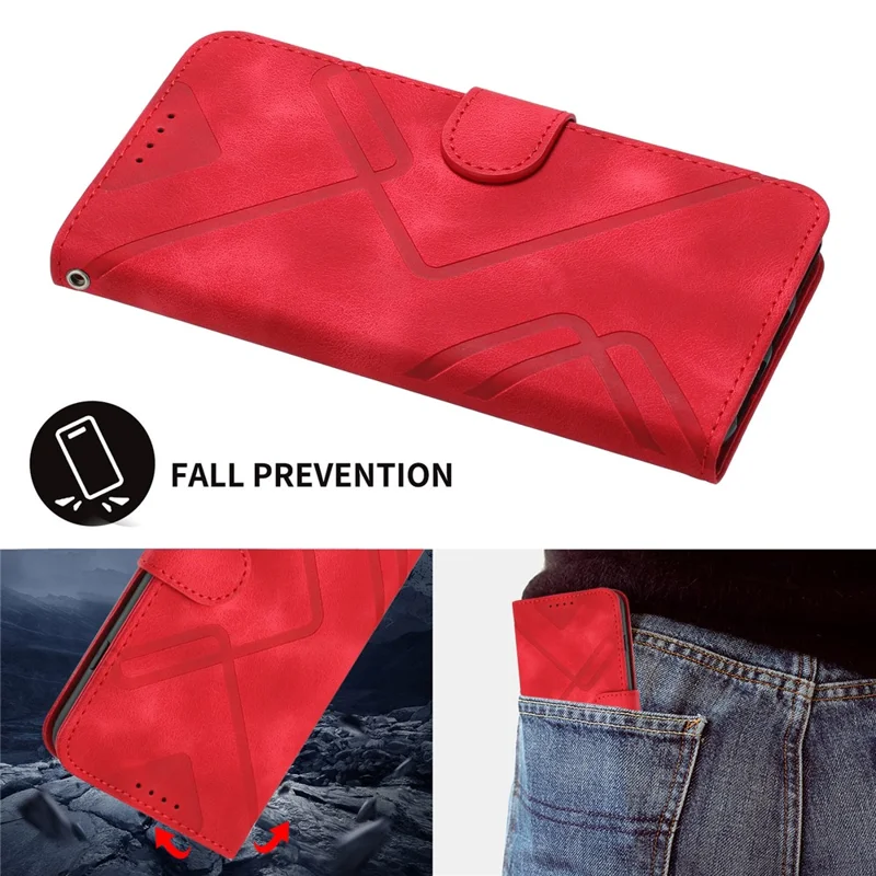 YX0040 For Samsung Galaxy S24+ Case Imprinted Leather Shockproof Wallet Phone Stand Cover - Red