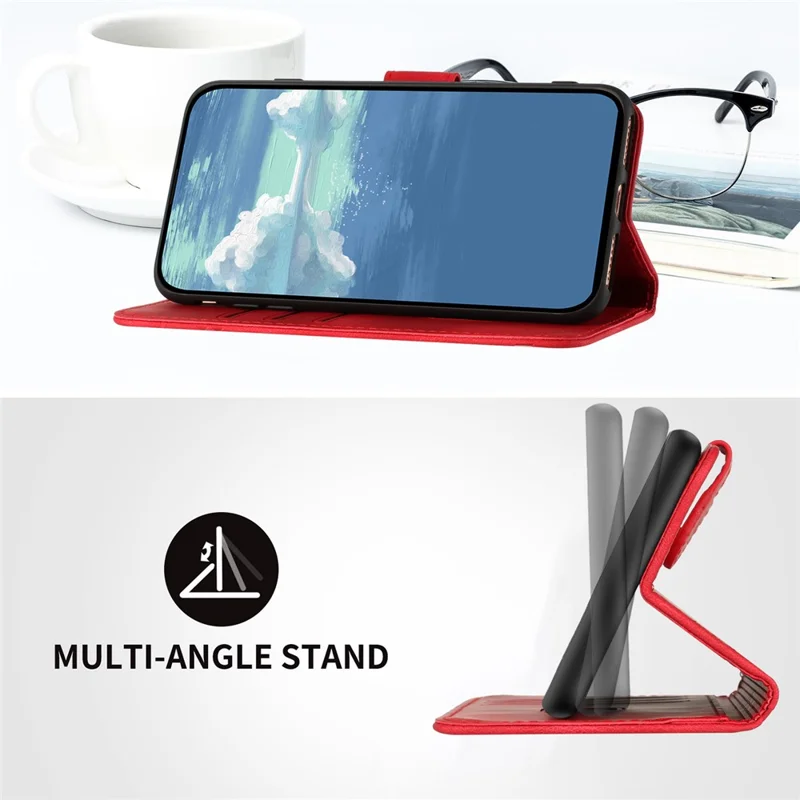 YX0040 For Samsung Galaxy S24+ Case Imprinted Leather Shockproof Wallet Phone Stand Cover - Red