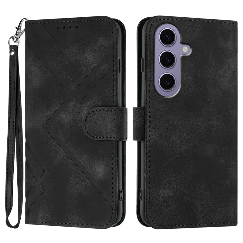 YX0040 For Samsung Galaxy S24 Case Wallet Imprinted Leather Phone Stand Cover - Black