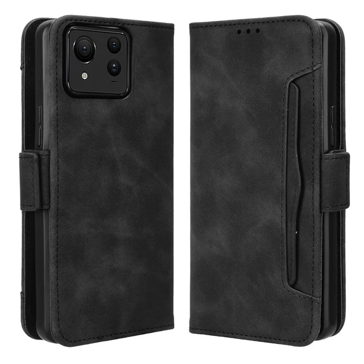 Pour Asus Zenfone 11 Ultra 5G Étui Portefeuille Housse en cuir avec plusieurs emplacements pour cartes - Noir