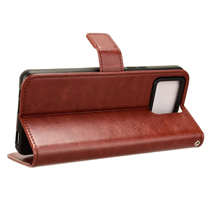 Pour Asus Zenfone 11 Ultra 5G Étui Texture de cheval fou Étui de téléphone anti-rayures avec support pliable - Marron