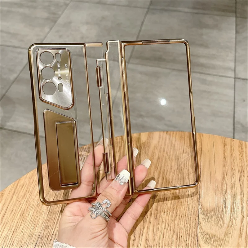 For Honor Magic V2 / V2 RSR Porsche Design Clear Case Kickstand Hard PC Phone Cover - Gold