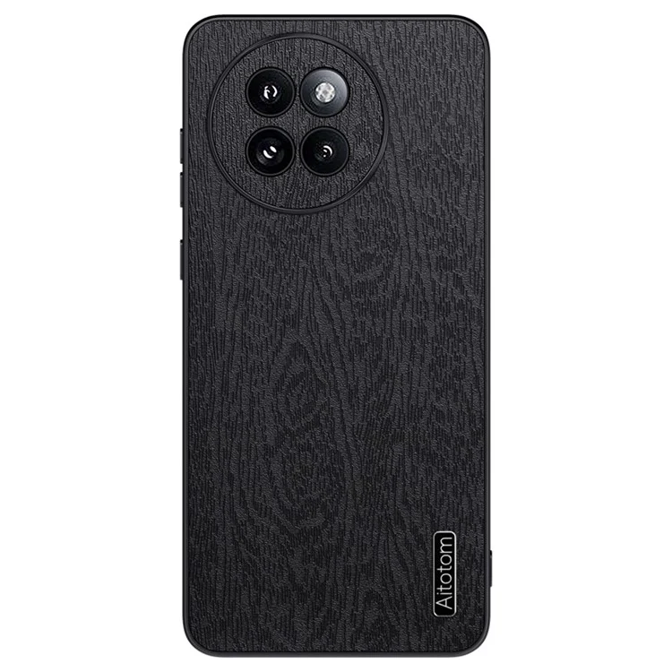 Para Xiaomi Civi 4 Pro 5G / 14 Civi 5G Funda de teléfono móvil Textura de madera Revestimiento de cuero PC+TPU Carcasa híbrida - Negro