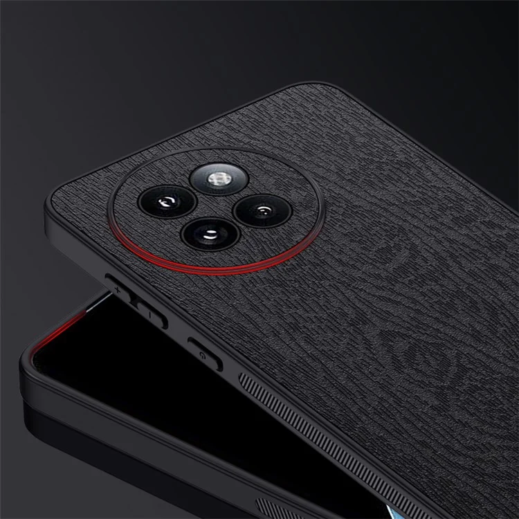 Para Xiaomi Civi 4 Pro 5G / 14 Civi 5G Funda de teléfono móvil Textura de madera Revestimiento de cuero PC+TPU Carcasa híbrida - Negro