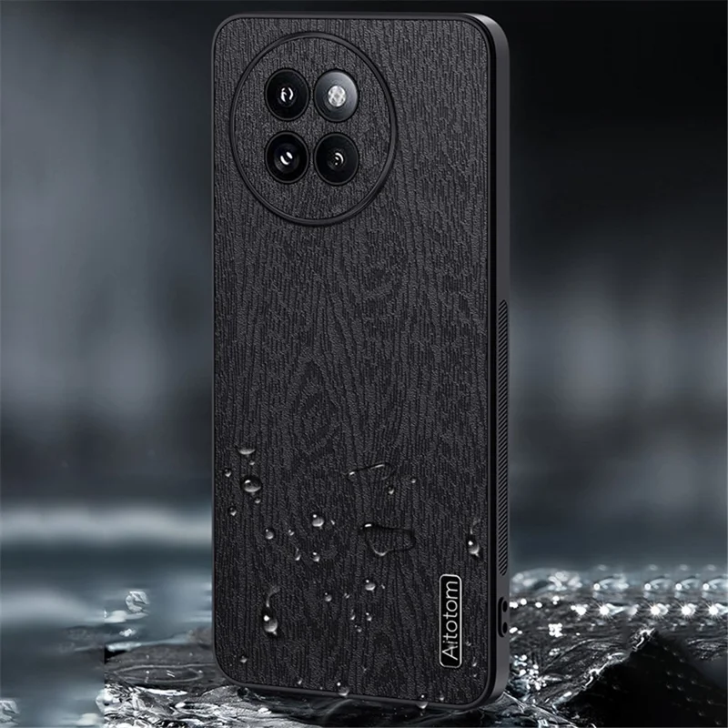 For Xiaomi Civi 4 Pro 5G / 14 Civi 5G Cell Phone Case Wood Texture Leather Coating PC+TPU Hybrid Shell - Green