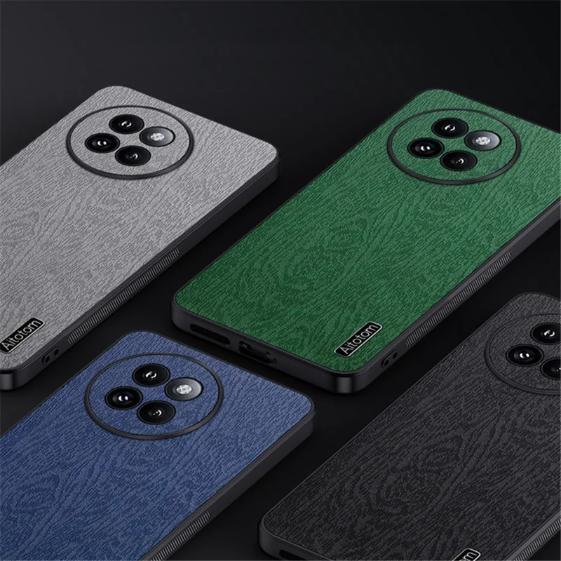 For Xiaomi Civi 4 Pro 5G / 14 Civi 5G Cell Phone Case Wood Texture Leather Coating PC+TPU Hybrid Shell - Green