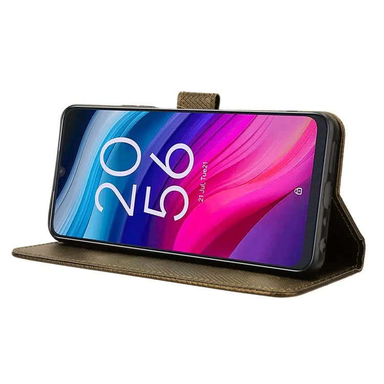 For TCL 50 SE Wallet Phone Case Diamond Texture PU Leather Flip Cover - Brown