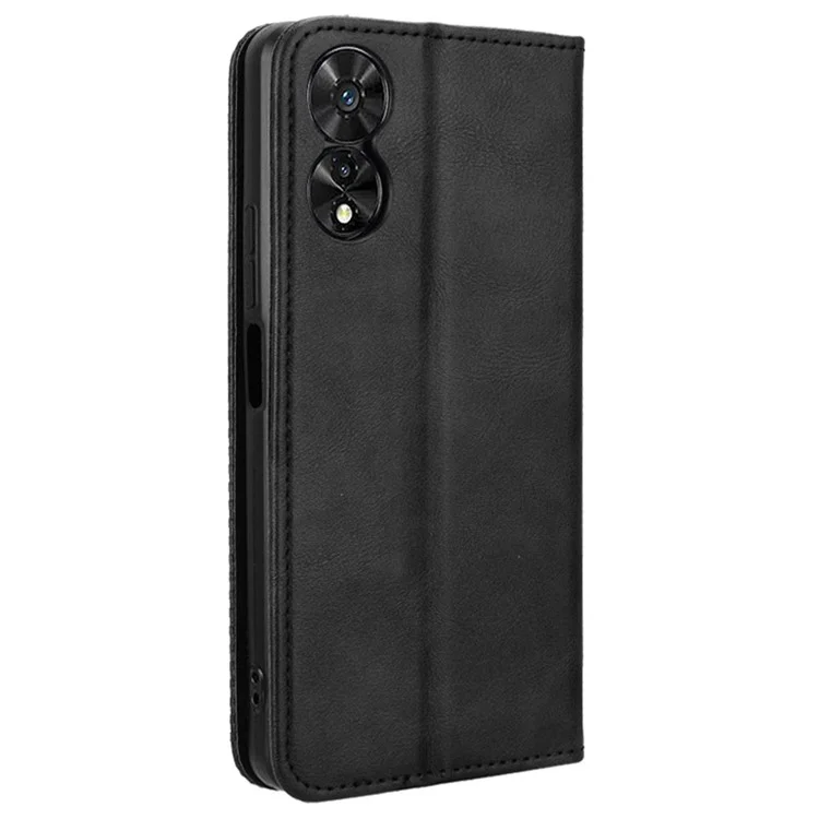 Pour TCL 50 SE PU Leather Phone Stand Case Retro Texture Stand Magnetic Phone Cover - Noir