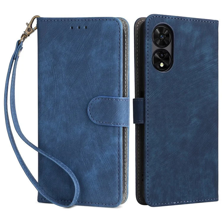 Per TCL 505 T509K / T5094 Custodia in pelle con cinghia, portafoglio RFID Blocking, Cover per telefono - Blu