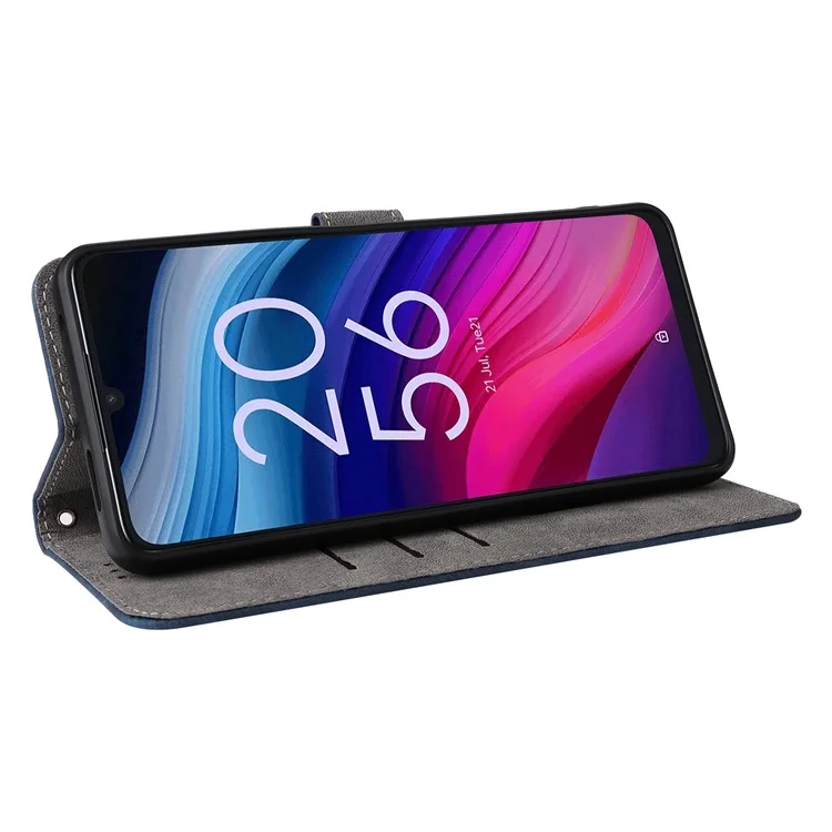 Per TCL 505 T509K / T5094 Custodia in pelle con cinghia, portafoglio RFID Blocking, Cover per telefono - Blu