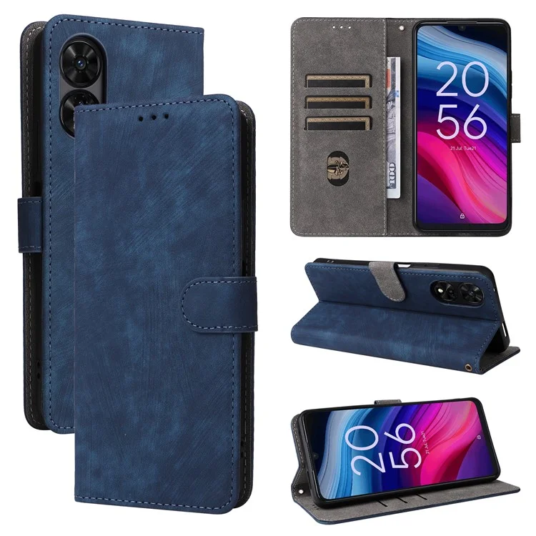 Per TCL 505 T509K / T5094 Custodia in pelle con cinghia, portafoglio RFID Blocking, Cover per telefono - Blu