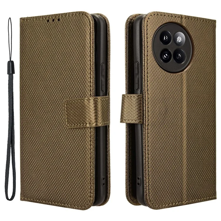 Pour Xiaomi Civi 4 Pro 5G / 14 Civi 5G Portefeuille Étui de Téléphone Support de Téléphone Texture de Diamant Cuir PU Étui à Rabat - Brun