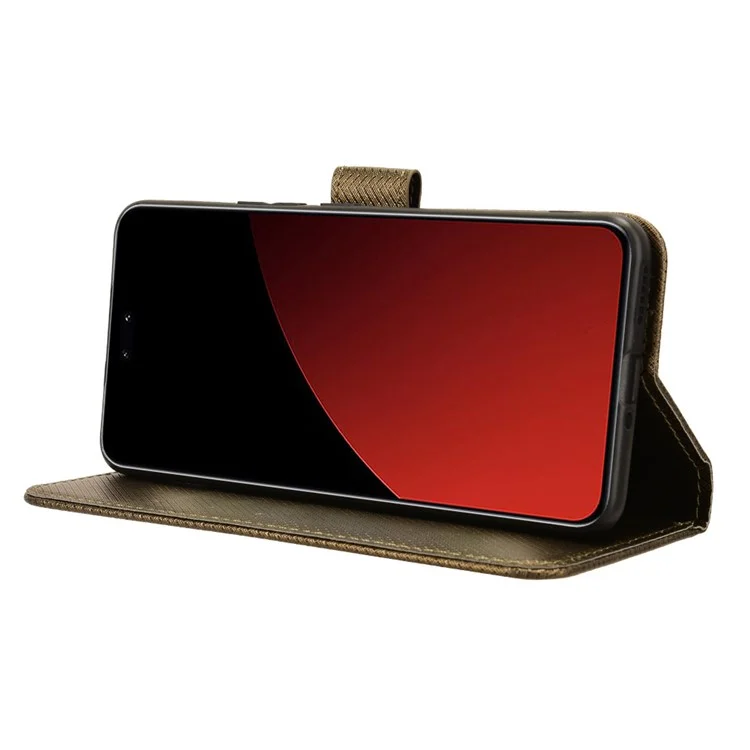 Pour Xiaomi Civi 4 Pro 5G / 14 Civi 5G Portefeuille Étui de Téléphone Support de Téléphone Texture de Diamant Cuir PU Étui à Rabat - Brun