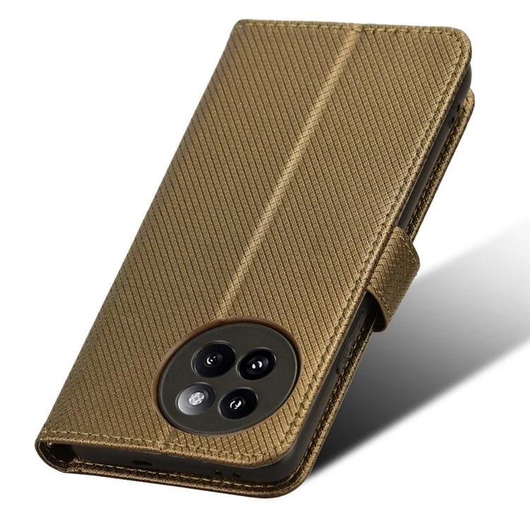 Pour Xiaomi Civi 4 Pro 5G / 14 Civi 5G Portefeuille Étui de Téléphone Support de Téléphone Texture de Diamant Cuir PU Étui à Rabat - Brun
