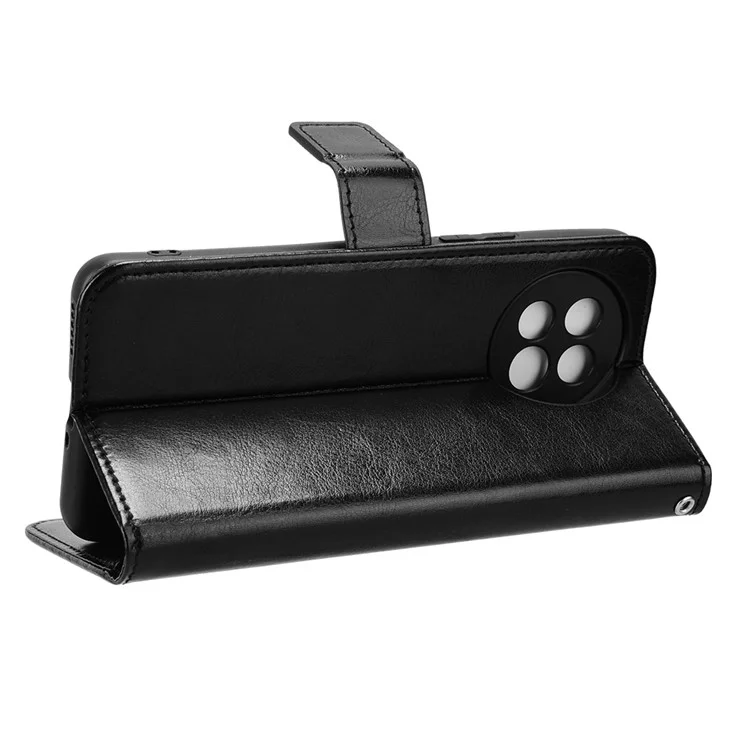 Pour Xiaomi Civi 4 Pro 5G / 14 Civi 5G Portefeuille Étui Texture Cheval Fou Pliable Stand Étui de Téléphone en Cuir - Noir