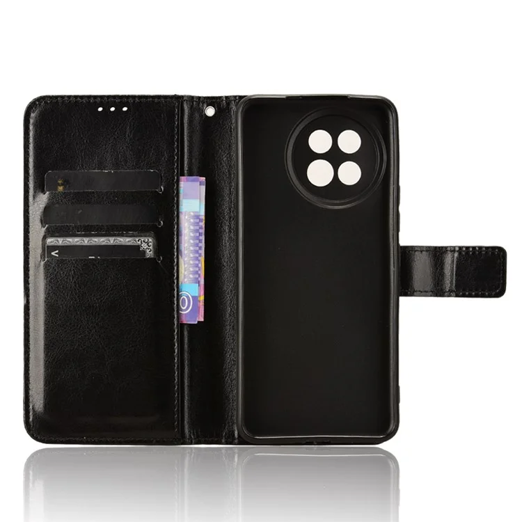 Pour Xiaomi Civi 4 Pro 5G / 14 Civi 5G Portefeuille Étui Texture Cheval Fou Pliable Stand Étui de Téléphone en Cuir - Noir