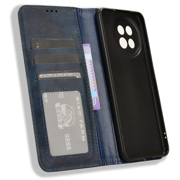 Pour Xiaomi Civi 4 Pro 5G / 14 Civi 5G Étui de téléphone en cuir PU Support magnétique Couverture de texture rétro - Bleu