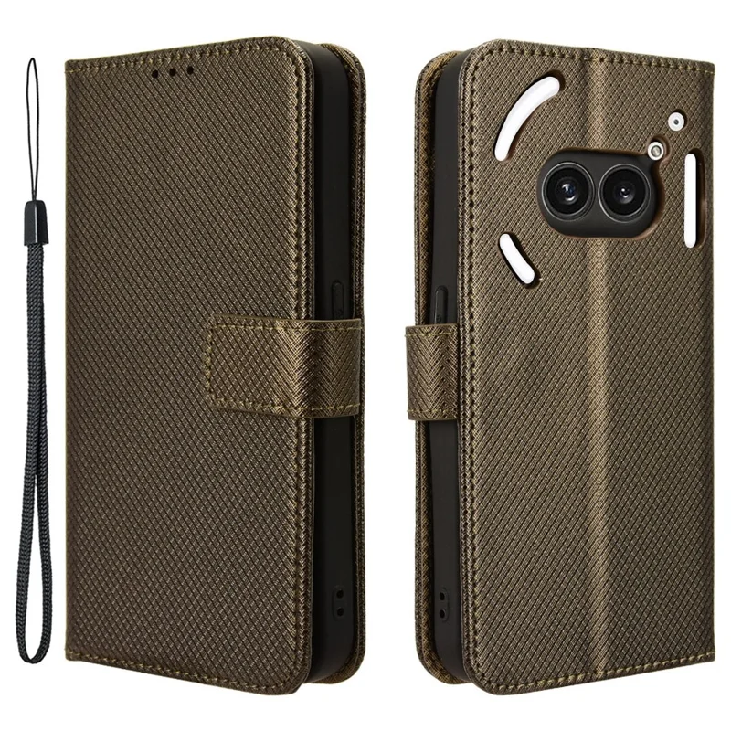 For Nothing Phone (2a) Plus / Phone (2a) Wallet Case Diamond Texture PU Leather Protective Phone Cover - Brown