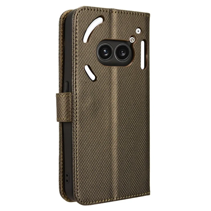 For Nothing Phone (2a) Plus / Phone (2a) Wallet Case Diamond Texture PU Leather Protective Phone Cover - Brown